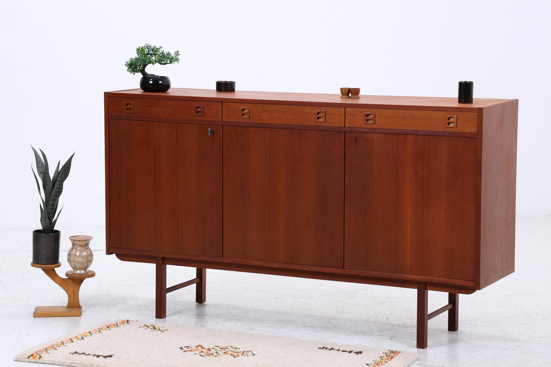 Vintage Teak Highboard 60er Jahre | Mid Century Sideboard Schrank Holz Aufbewahrung