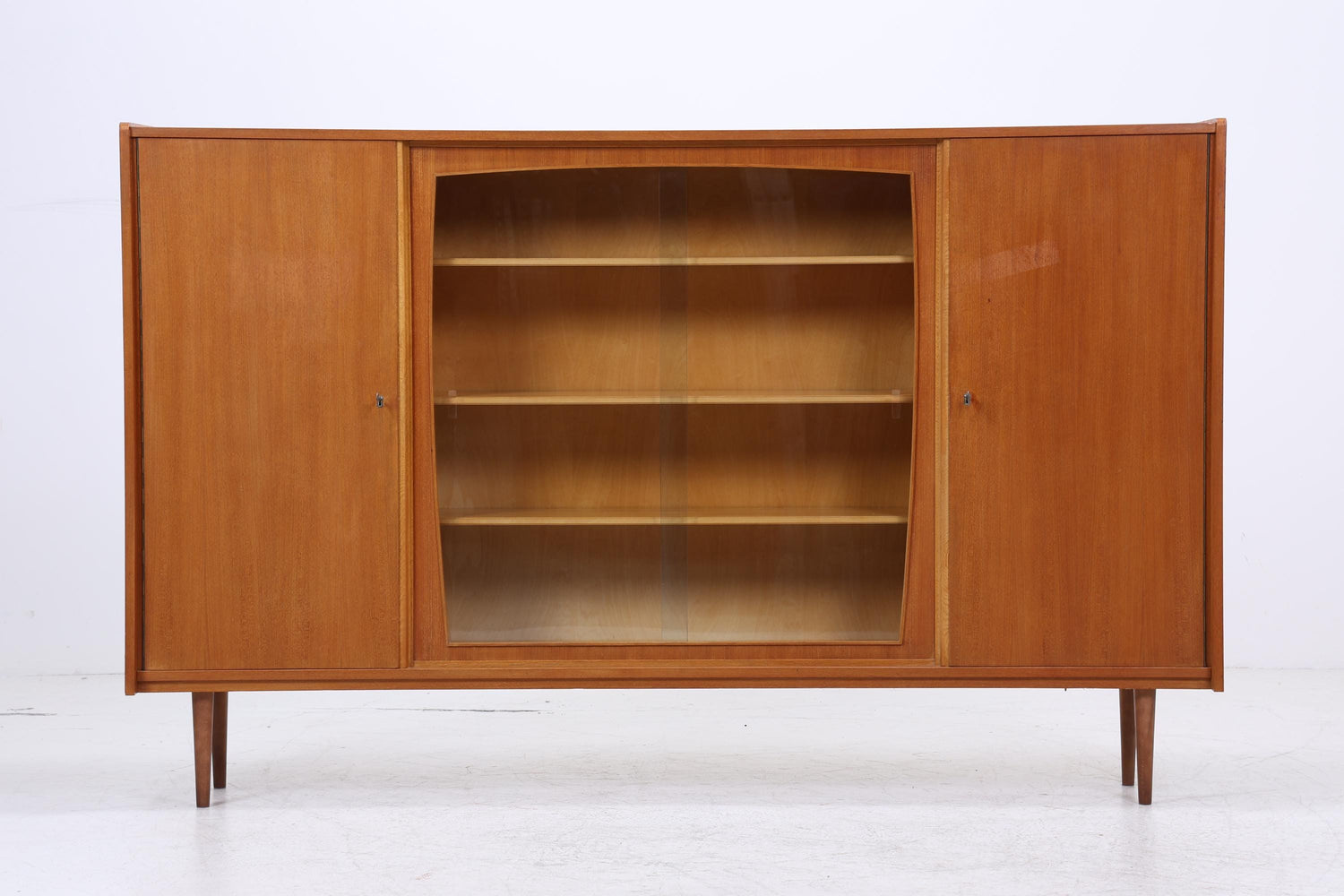 Vintage Vitrine aus den 60ern | Mid-Century Highboard mit Glas-Schiebetüren