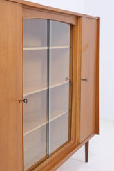 Vintage Vitrine aus den 60ern | Mid-Century Highboard mit Glas-Schiebetüren