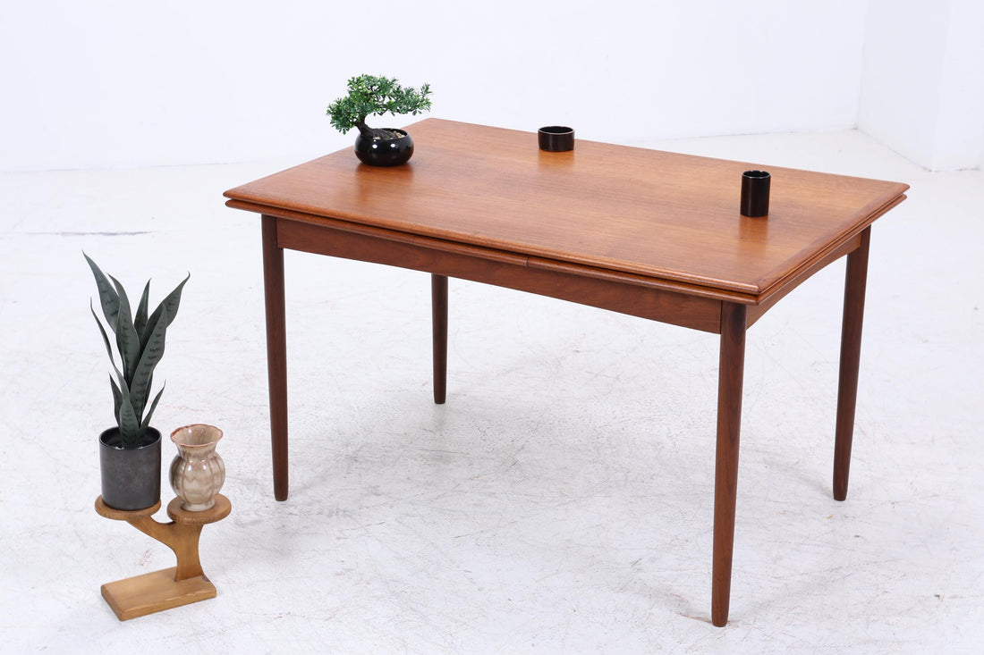 Vintage Teak Esstisch | Mid Century Ausziehtisch mit 2 Ausziehplatten