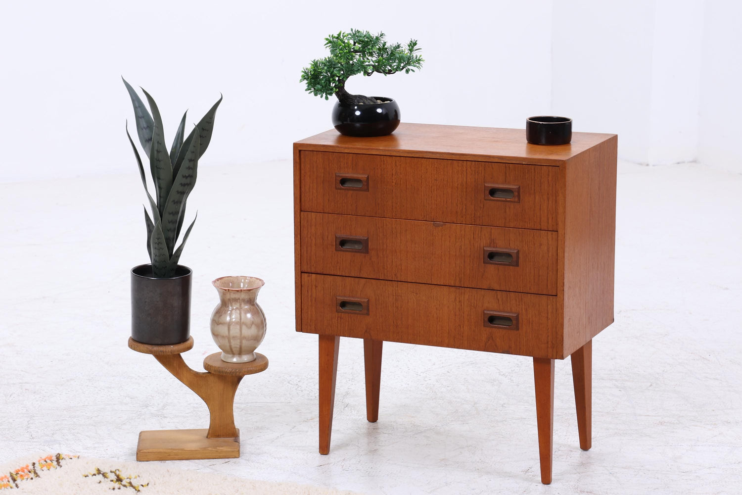Vintage Teak Mini Kommode | Mid-Century Nachttisch Danish Design