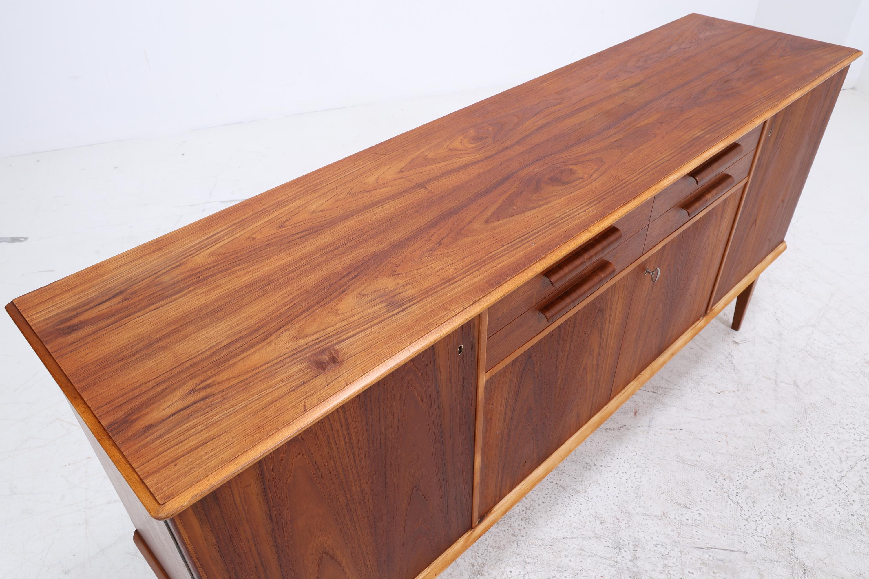 Vintage Sideboard 60er Jahre | Mid Century TV Board mit Schubladen &amp; Fächern Retro Holz Aufbewahrung Anrichte