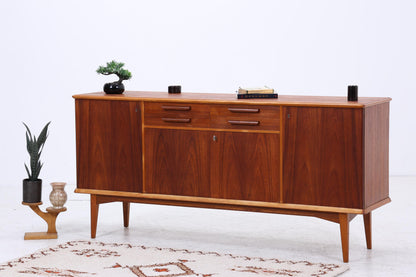 Vintage Sideboard 60er Jahre | Mid Century TV Board mit Schubladen &amp; Fächern Retro Holz Aufbewahrung Anrichte