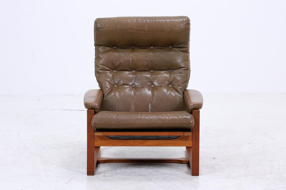 Vintage Teak Leder Sessel Jydsk Møbelværk Denmark | Mid Century Danish Lounge Chair