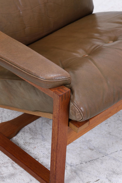 Vintage Teak Leder Sessel Jydsk Møbelværk Denmark | Mid Century Danish Lounge Chair