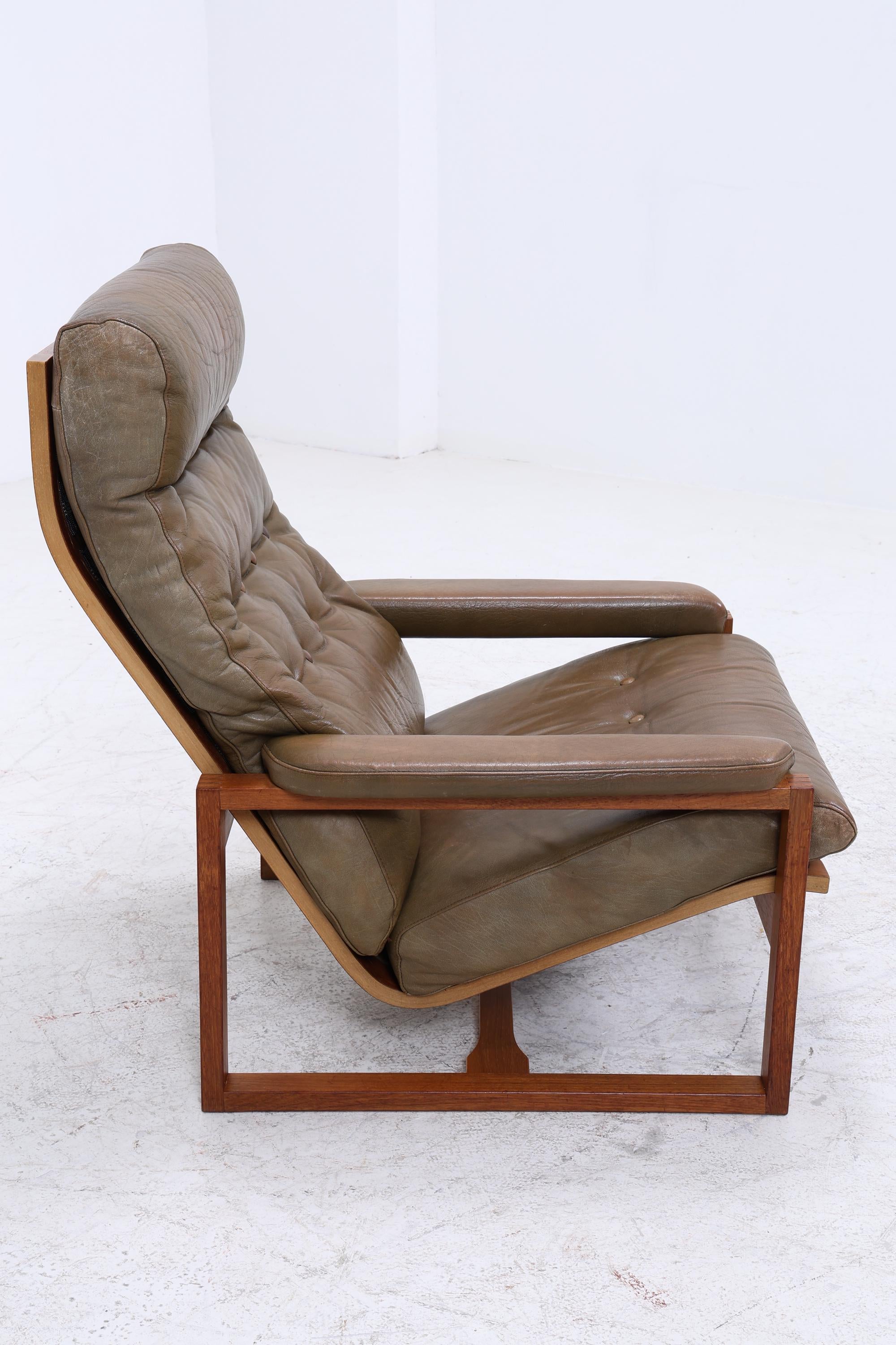 Vintage Teak Leder Sessel Jydsk Møbelværk Denmark | Mid Century Danish Lounge Chair