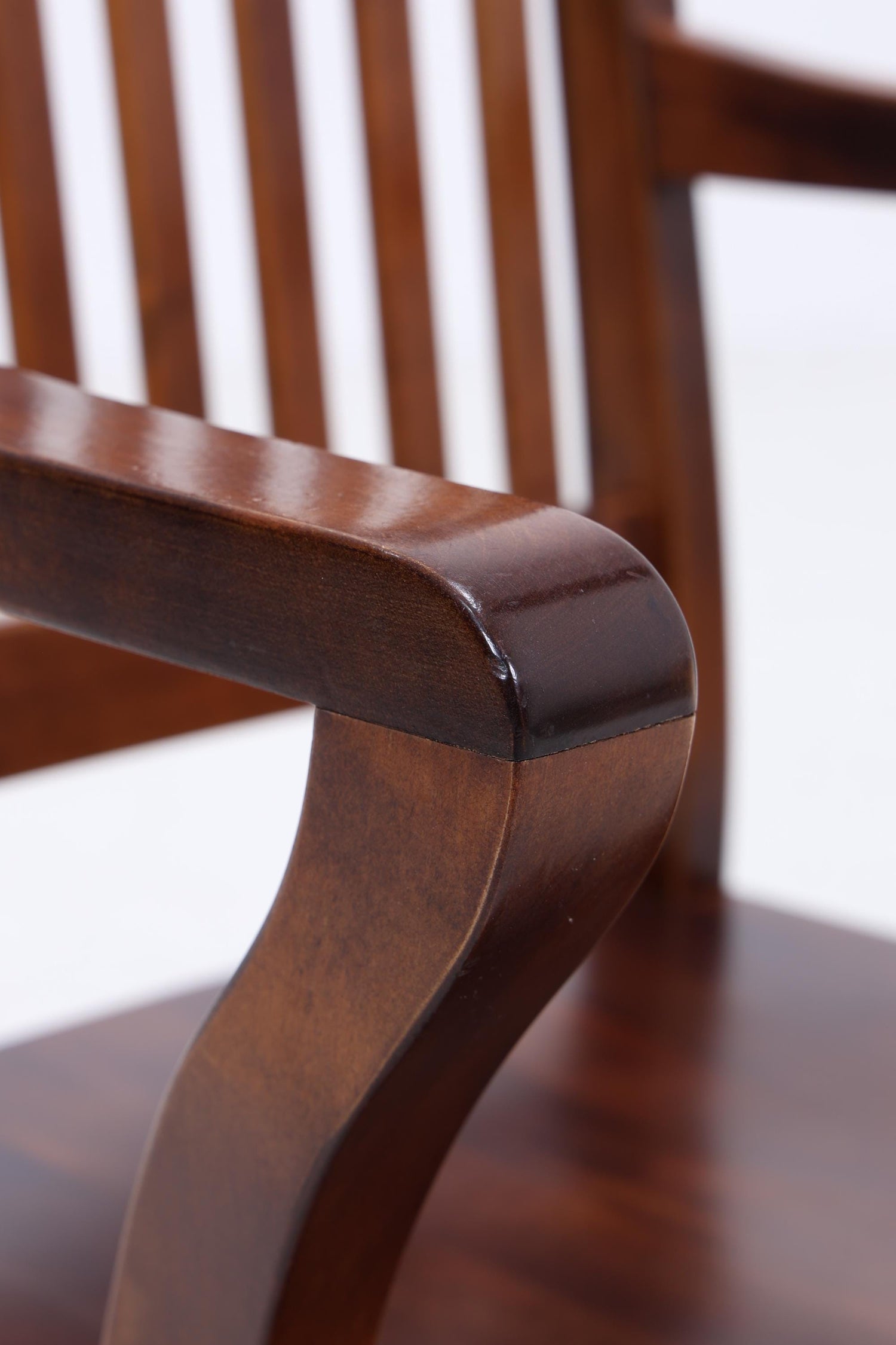 Antiker Schreibtischstuhl auf Rollen | Vintage Holz Drehstuhl Bürostuhl Kolonialstil