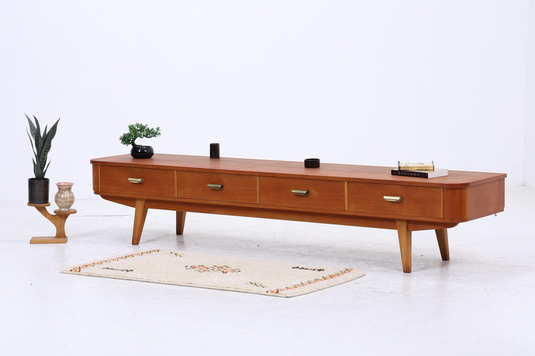 Vintage Lowboard 60er Jahre | Mid Century Sideboard mit Schubladen Retro Holz Aufbewahrung