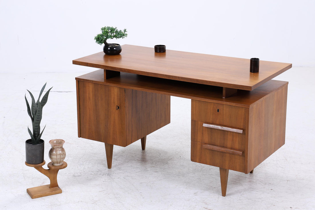 Vintage Holz Schreibtisch | Mid-Century Bürotisch 60er Jahre Design