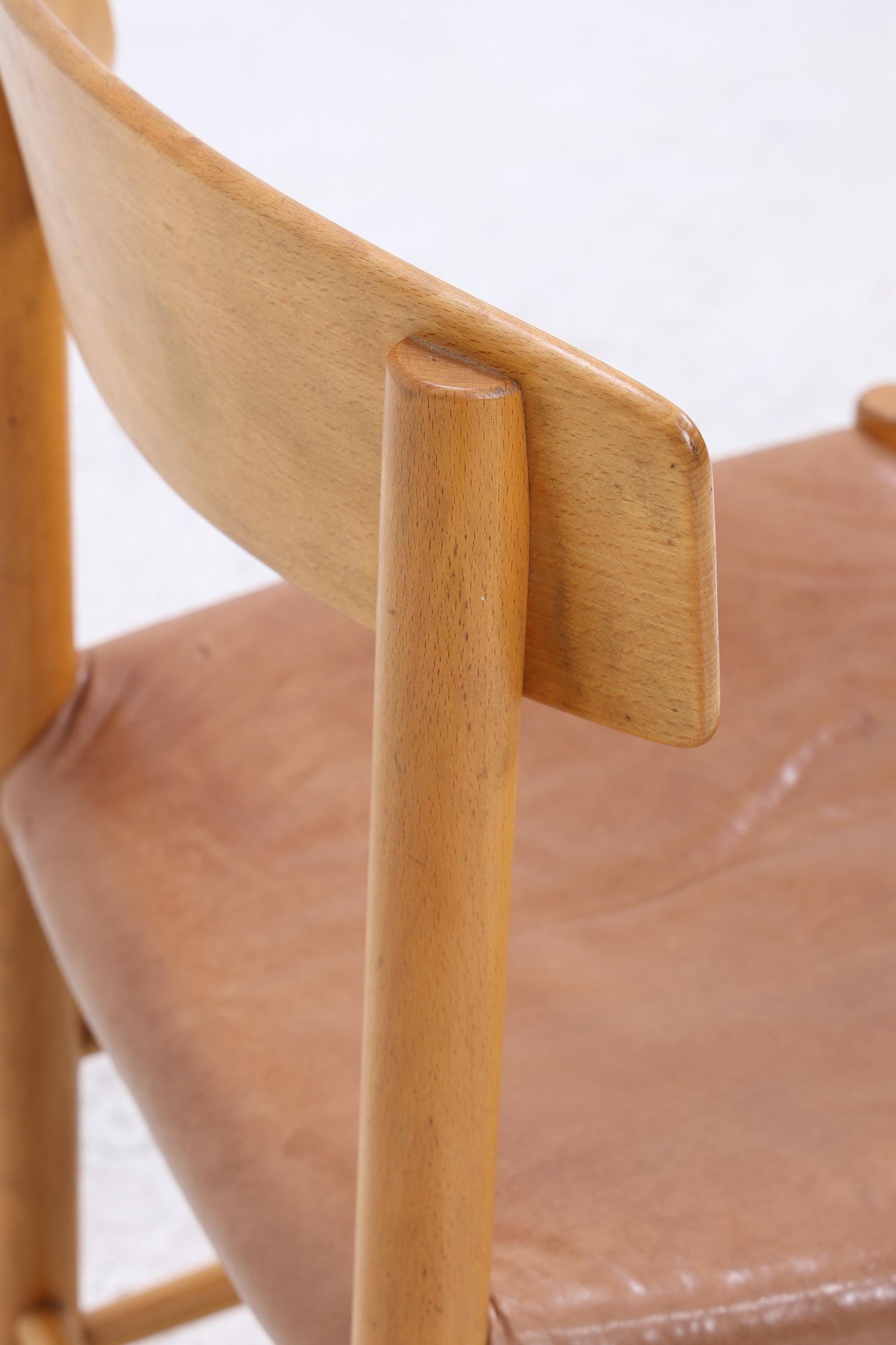 Vintage Leder Stuhl 60er Jahre | Mid Century Holz Esszimmerstuhl 60er 70er