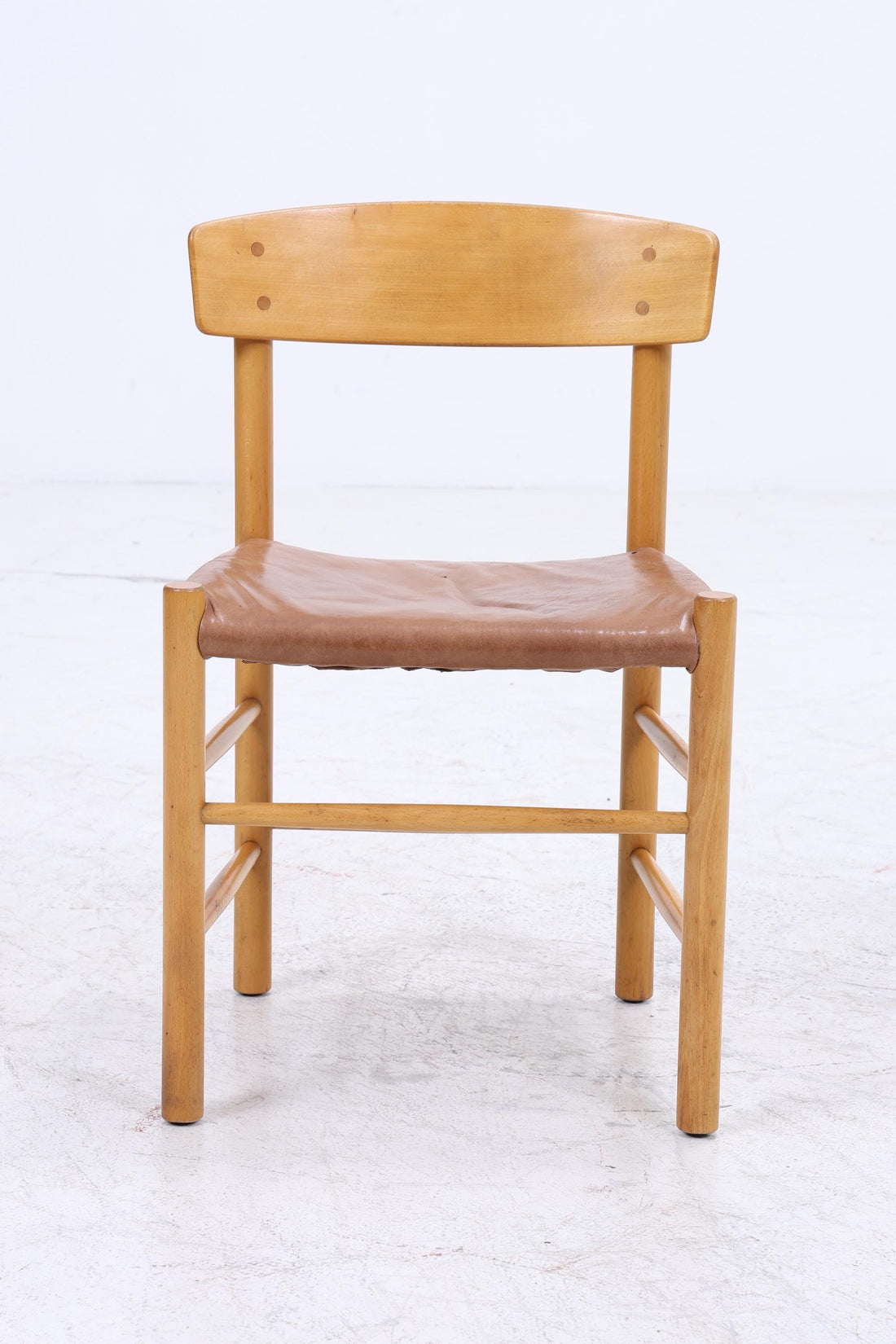 Vintage Leder Stuhl 60er Jahre | Mid Century Holz Esszimmerstuhl 60er 70er