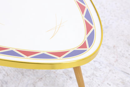Vintage Blumentisch | Mid Century Nierentisch | Beistelltisch gemustert 60er Jahre