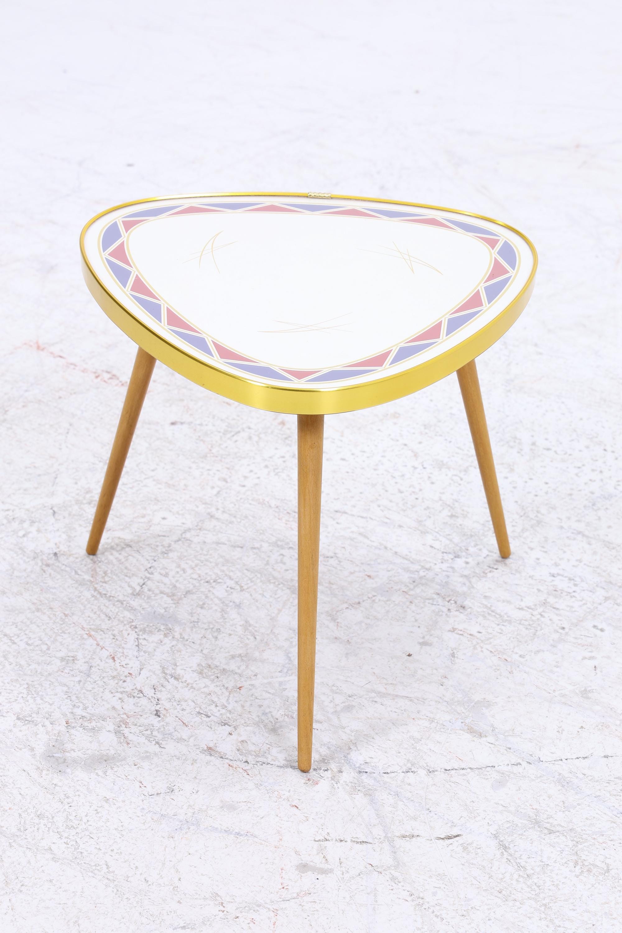 Vintage Blumentisch | Mid Century Nierentisch | Beistelltisch gemustert 60er Jahre