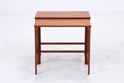 Vintage Teak Satztische 60er Jahre | Danish Design Mid Century Couchtische | 2 Beistelltische 60er Jahre Eckig Holz