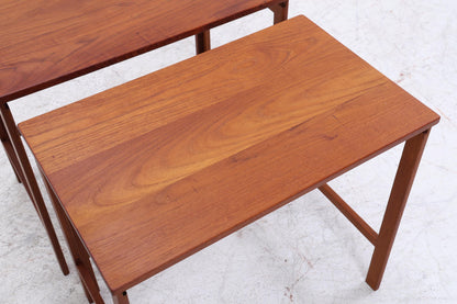 Vintage Teak Satztische 60er Jahre | Danish Design Mid Century Couchtische | 2 Beistelltische 60er Jahre Eckig Holz