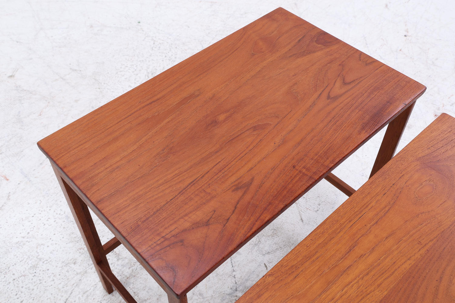 Vintage Teak Satztische 60er Jahre | Danish Design Mid Century Couchtische | 2 Beistelltische 60er Jahre Eckig Holz