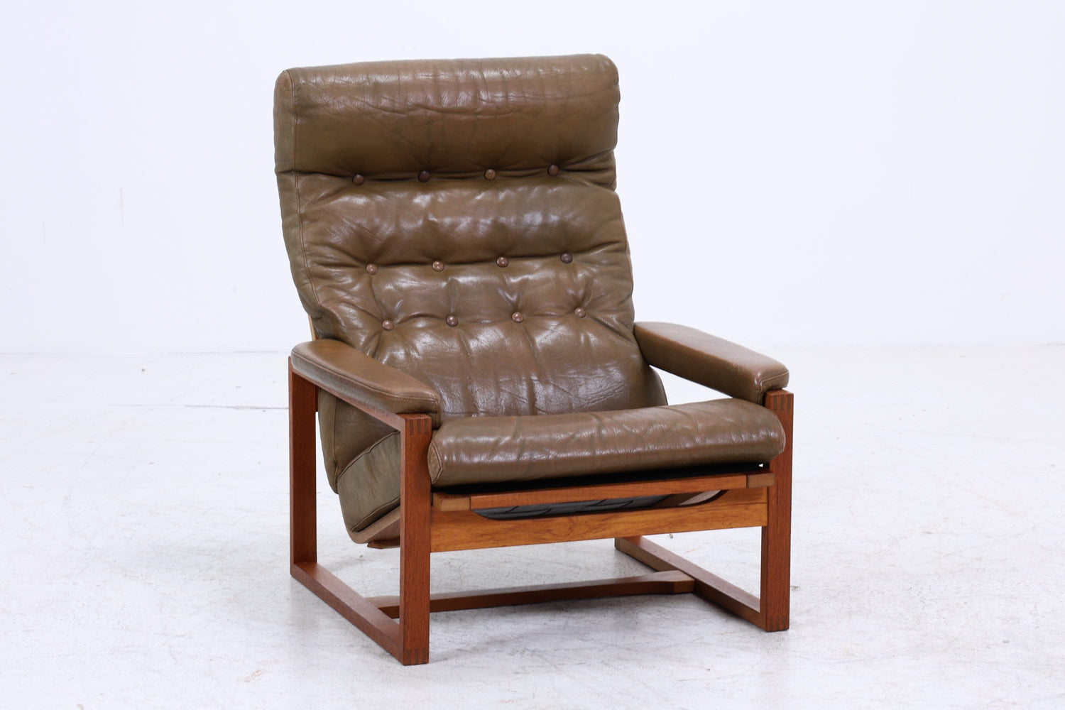 Vintage Teak Leder Sessel Jydsk Møbelværk Denmark | Mid Century Danish Lounge Chair