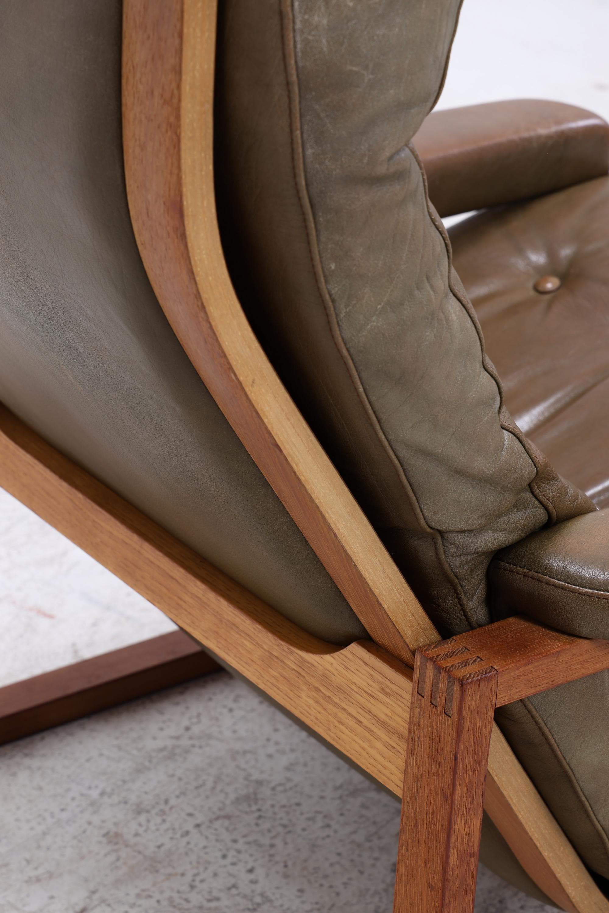 Vintage Teak Leder Sessel Jydsk Møbelværk Denmark | Mid Century Danish Lounge Chair
