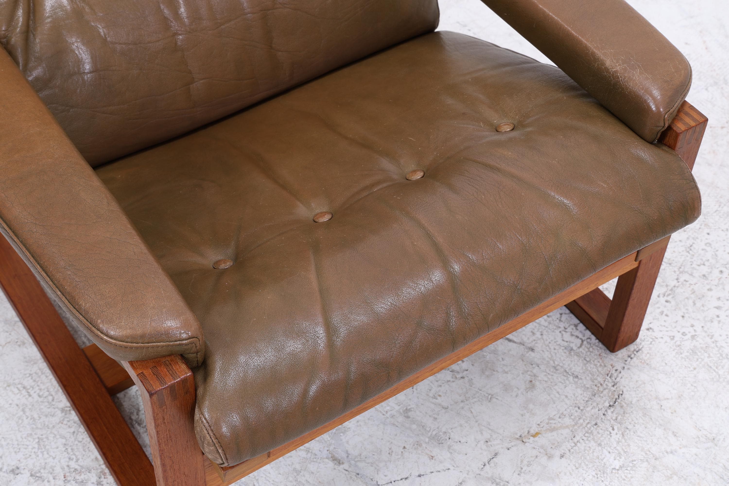 Vintage Teak Leder Sessel Jydsk Møbelværk Denmark | Mid Century Danish Lounge Chair