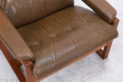 Vintage Teak Leder Sessel Jydsk Møbelværk Denmark | Mid Century Danish Lounge Chair