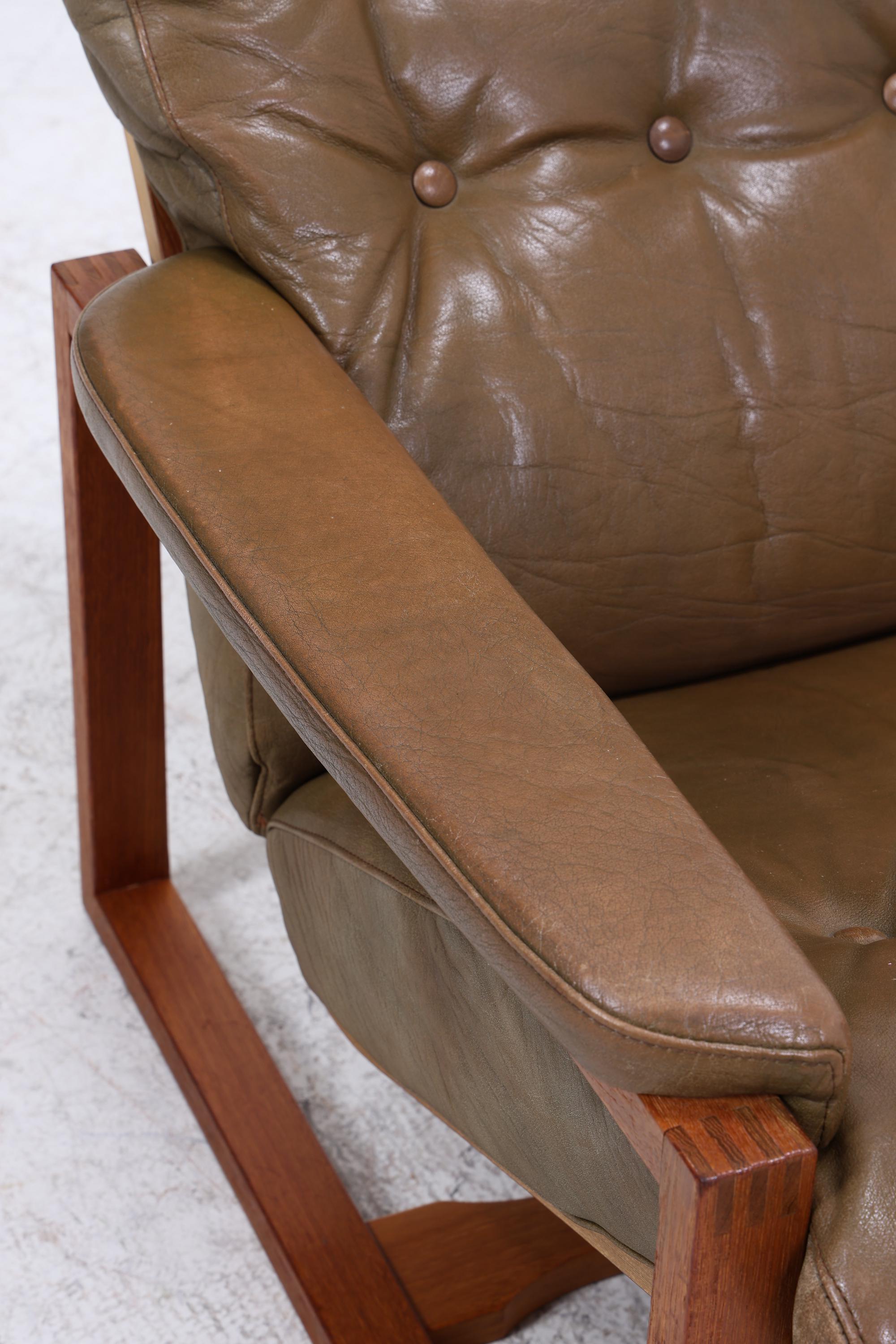 Vintage Teak Leder Sessel Jydsk Møbelværk Denmark | Mid Century Danish Lounge Chair