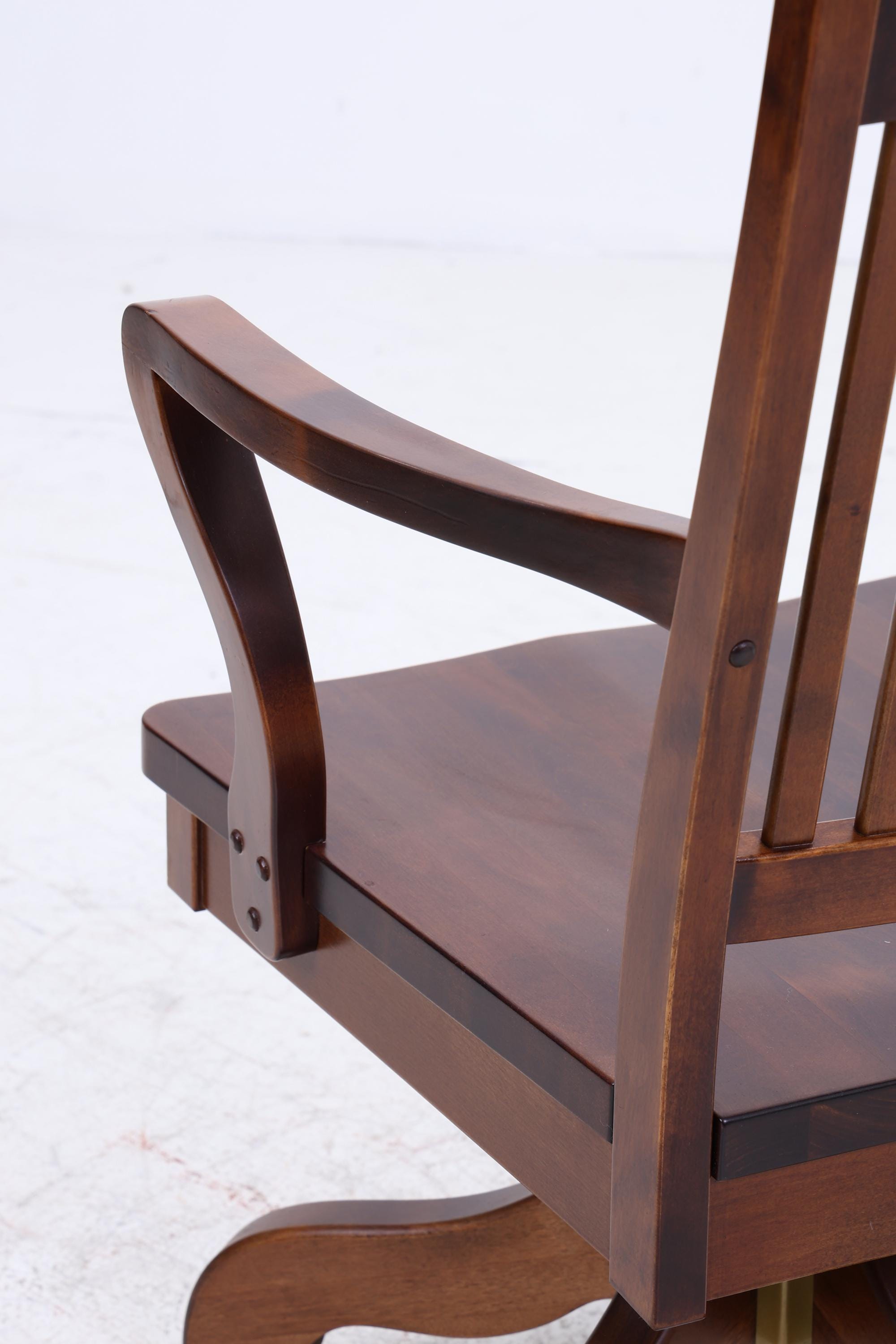 Antiker Schreibtischstuhl auf Rollen | Vintage Holz Drehstuhl Bürostuhl Kolonialstil