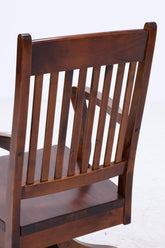 Antiker Schreibtischstuhl auf Rollen | Vintage Holz Drehstuhl Bürostuhl Kolonialstil