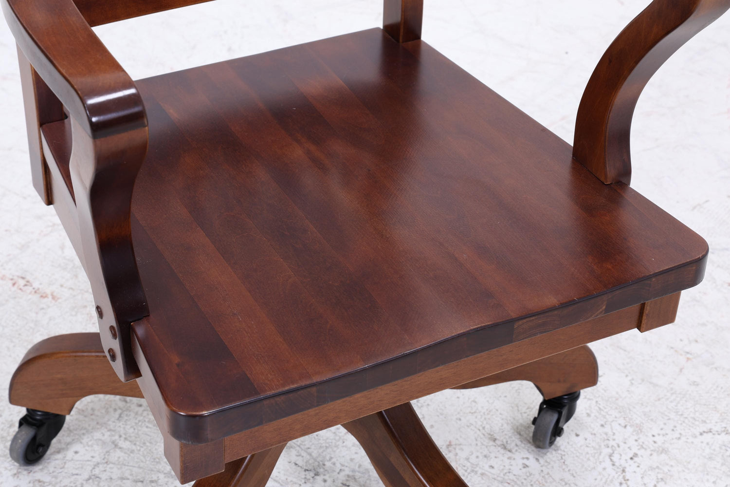 Antiker Schreibtischstuhl auf Rollen | Vintage Holz Drehstuhl Bürostuhl Kolonialstil