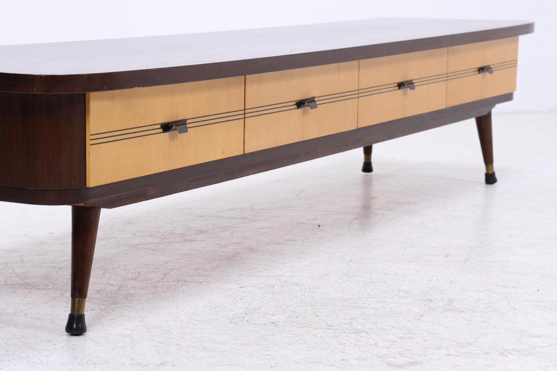 Vintage Mid Century Lowboard 60er Jahre | Zweifarbiges Sideboard mit 4 Schubladen