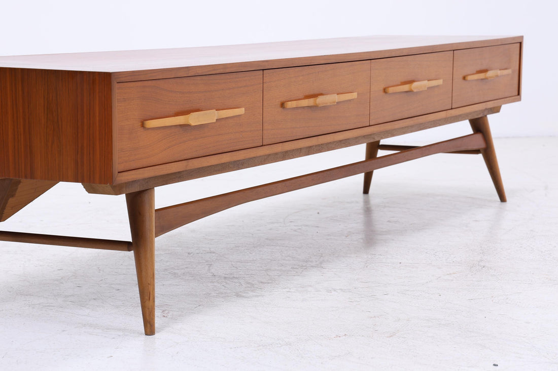 Vintage Teak Lowboard 60er Jahre | Mid Century Sideboard mit 4 Schubladen