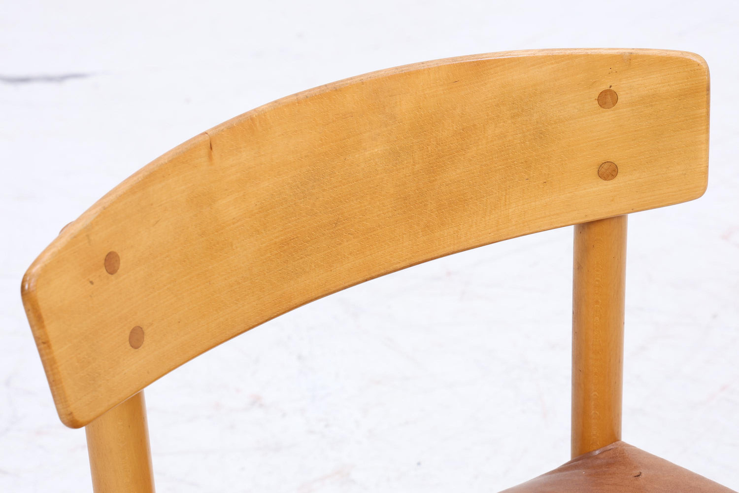 Vintage Leder Stuhl 60er Jahre | Mid Century Holz Esszimmerstuhl 60er 70er