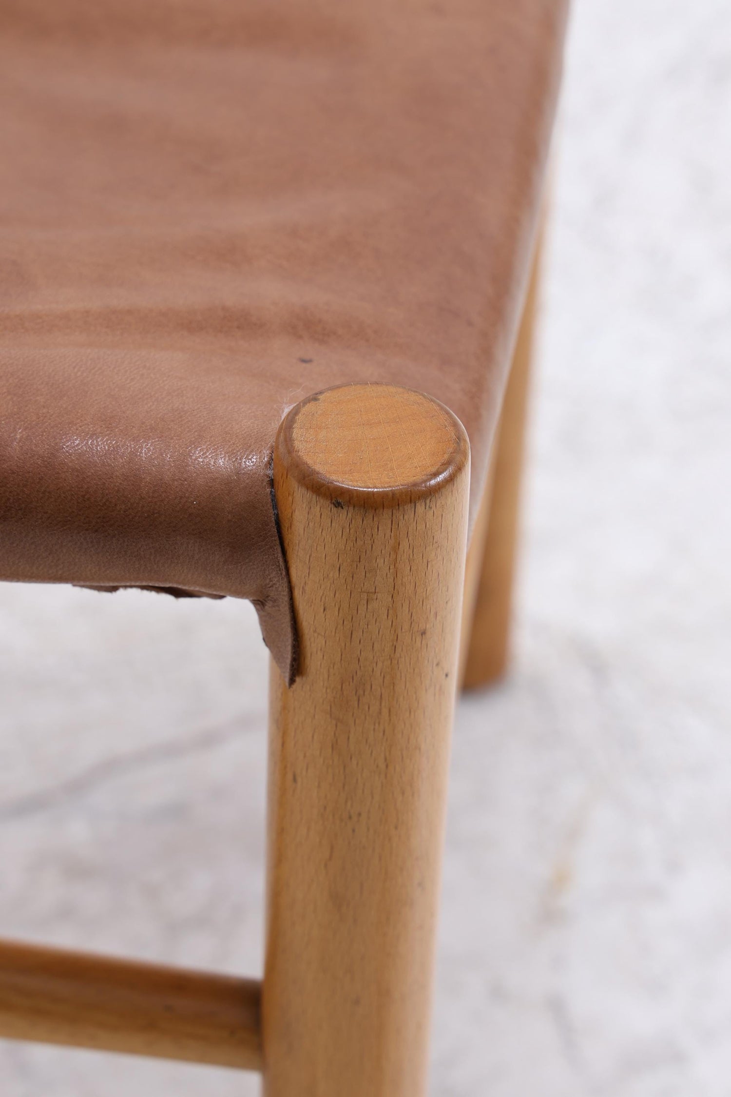 Vintage Leder Stuhl 60er Jahre | Mid Century Holz Esszimmerstuhl 60er 70er