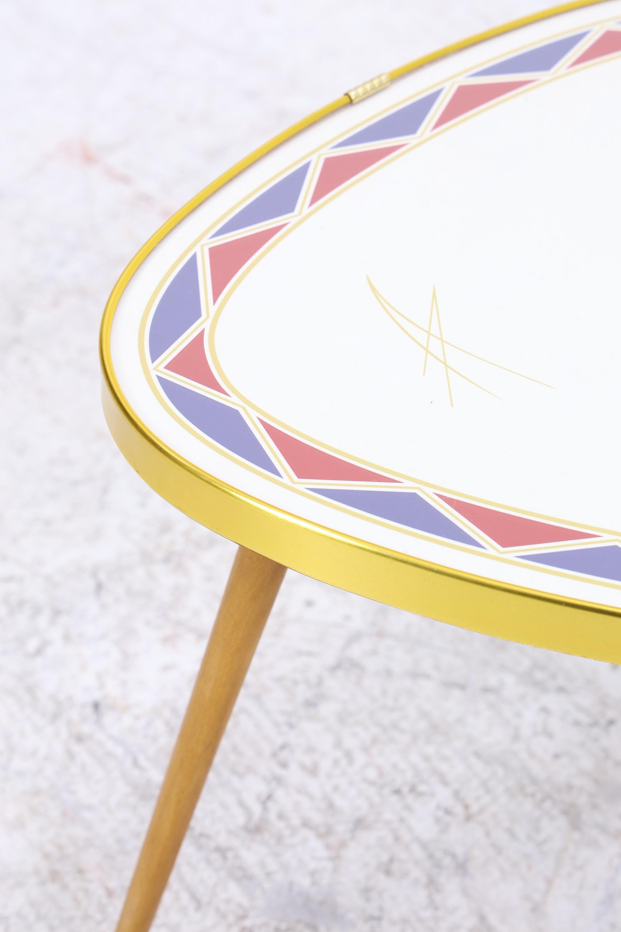 Vintage Blumentisch | Mid Century Nierentisch | Beistelltisch gemustert 60er Jahre