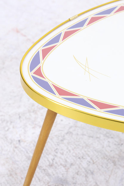 Vintage Blumentisch | Mid Century Nierentisch | Beistelltisch gemustert 60er Jahre