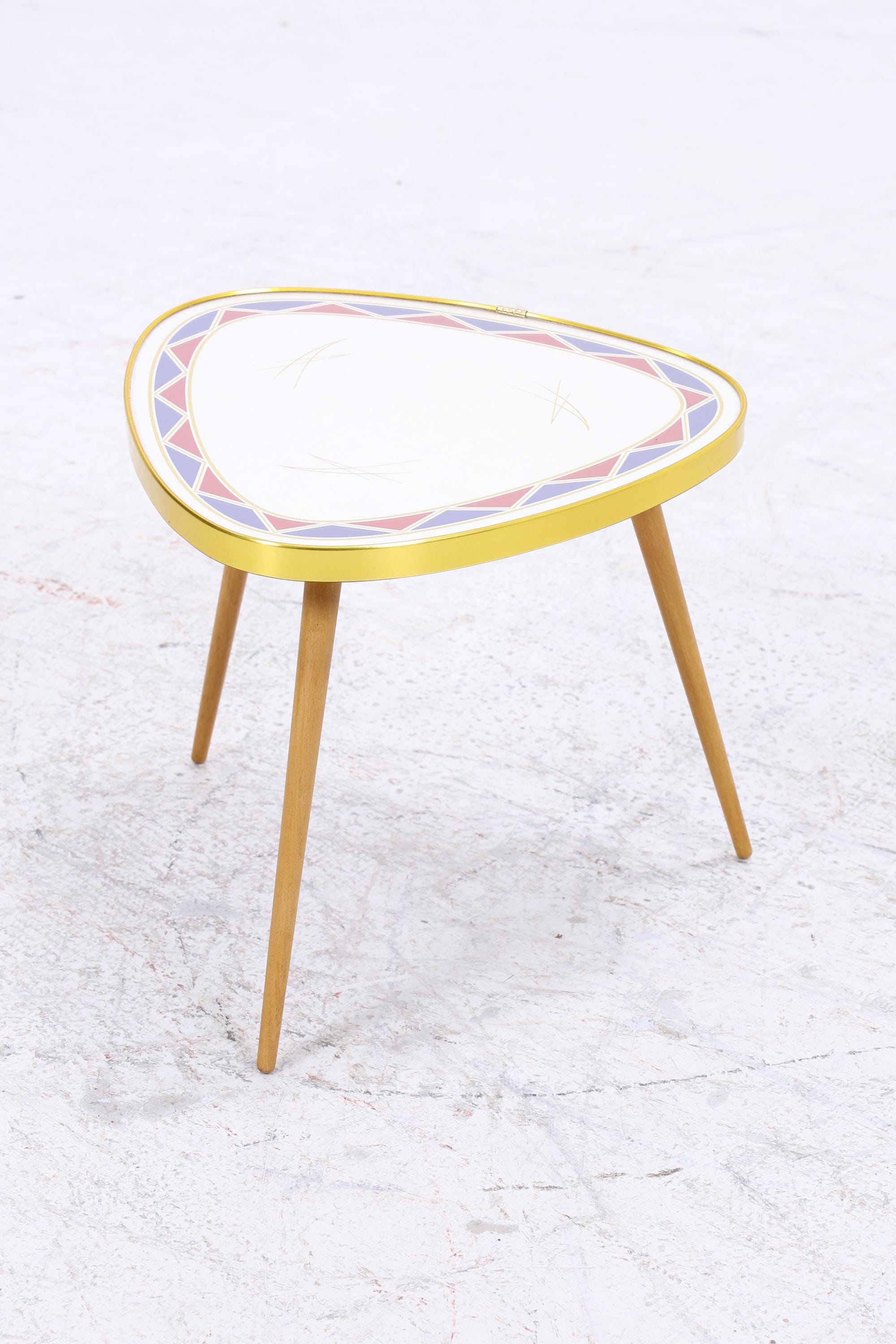 Vintage Blumentisch | Mid Century Nierentisch | Beistelltisch gemustert 60er Jahre