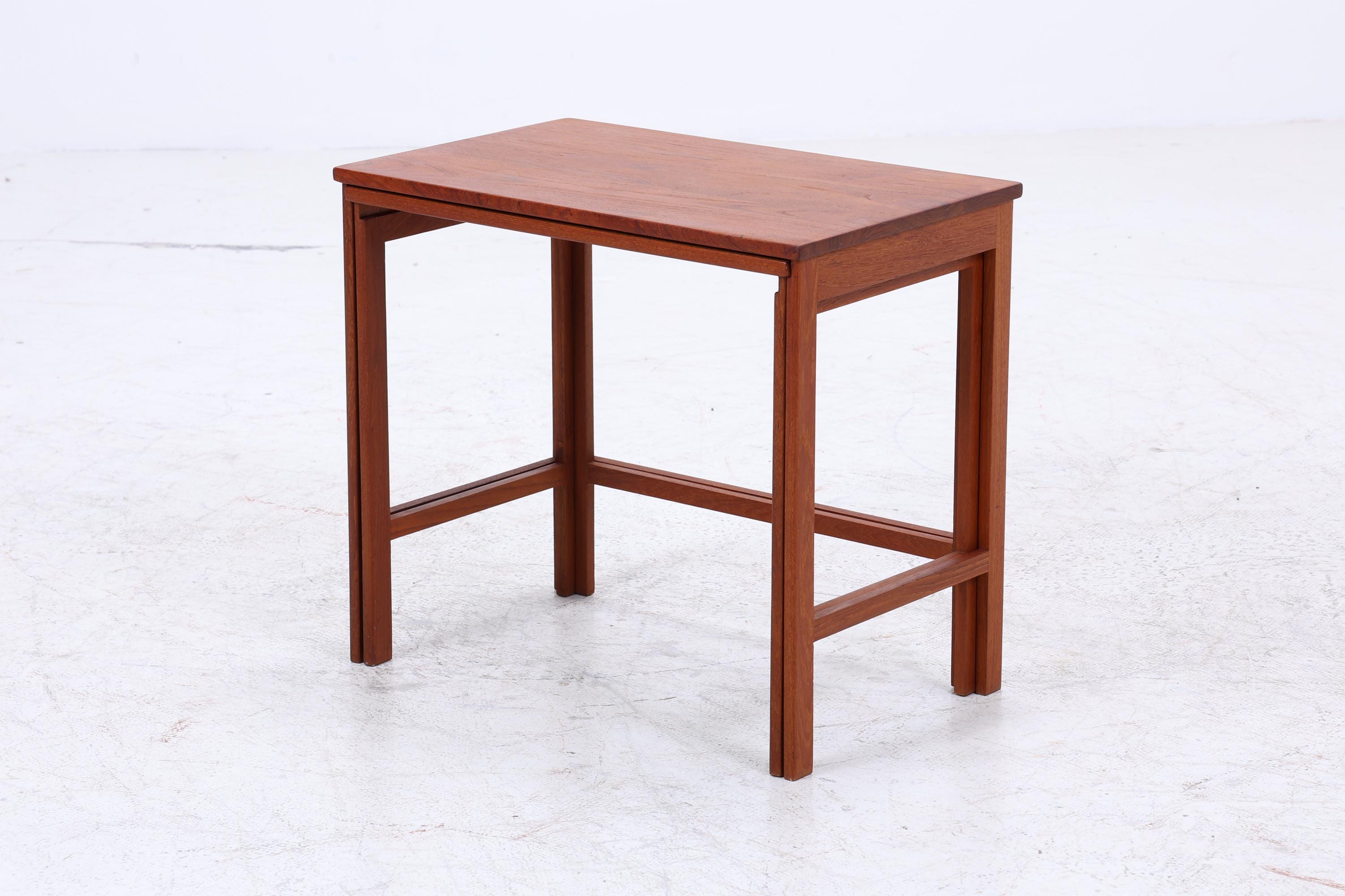 Vintage Teak Satztische 60er Jahre | Danish Design Mid Century Couchtische | 2 Beistelltische 60er Jahre Eckig Holz