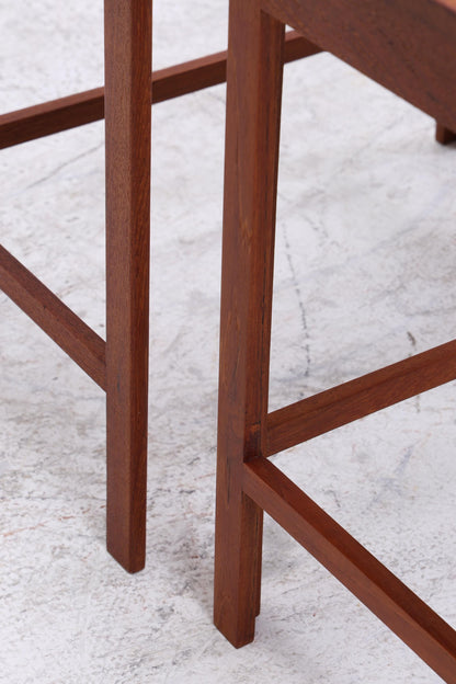 Vintage Teak Satztische 60er Jahre | Danish Design Mid Century Couchtische | 2 Beistelltische 60er Jahre Eckig Holz