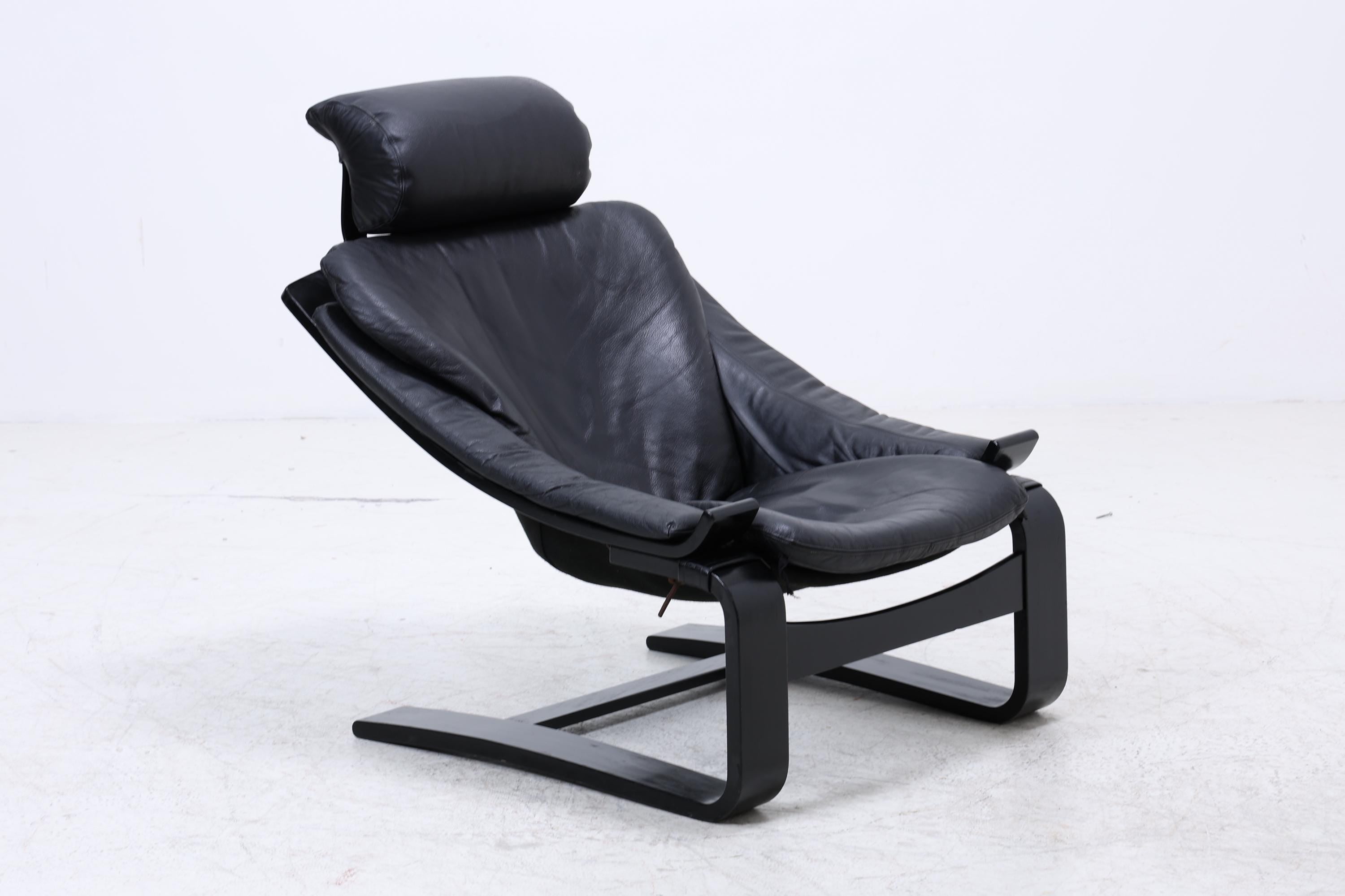 Åke Fribytter Kroken Ledersessel für Nelo | Mid Century Scandinavian Design 1970er