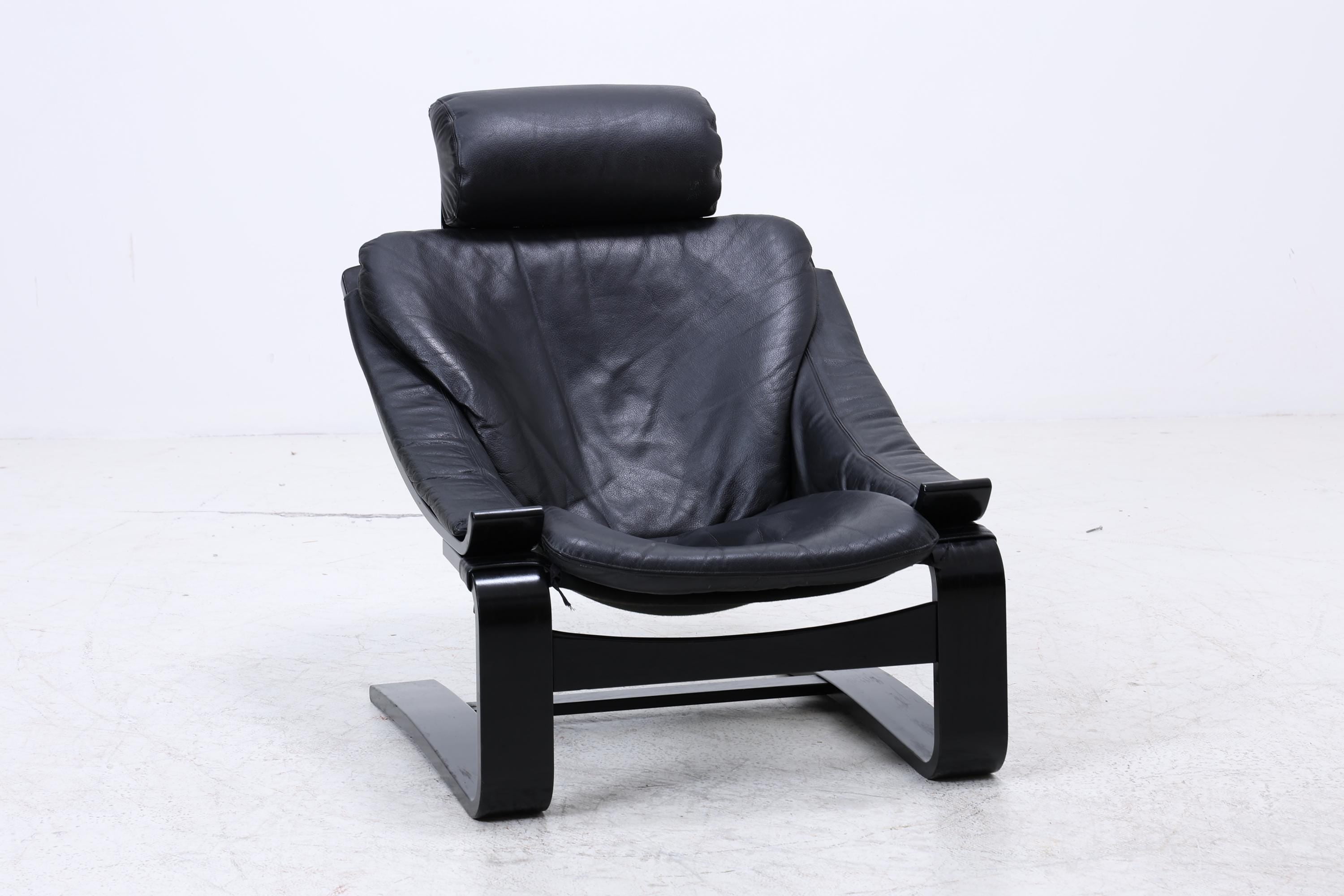 Åke Fribytter Kroken Ledersessel für Nelo | Mid Century Scandinavian Design 1970er