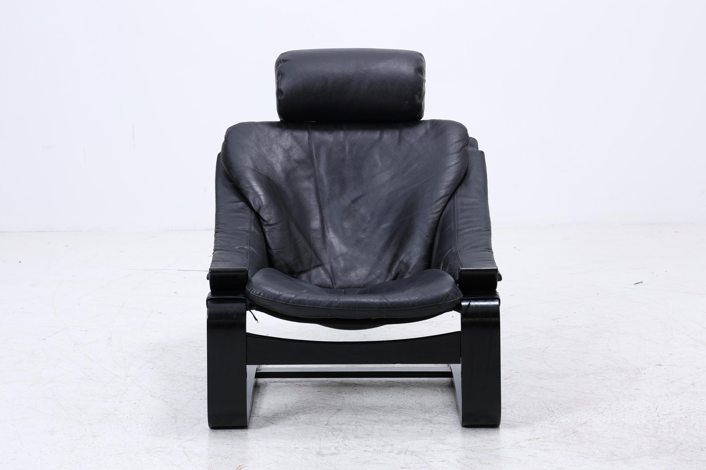 Åke Fribytter Kroken Ledersessel für Nelo | Mid Century Scandinavian Design 1970er