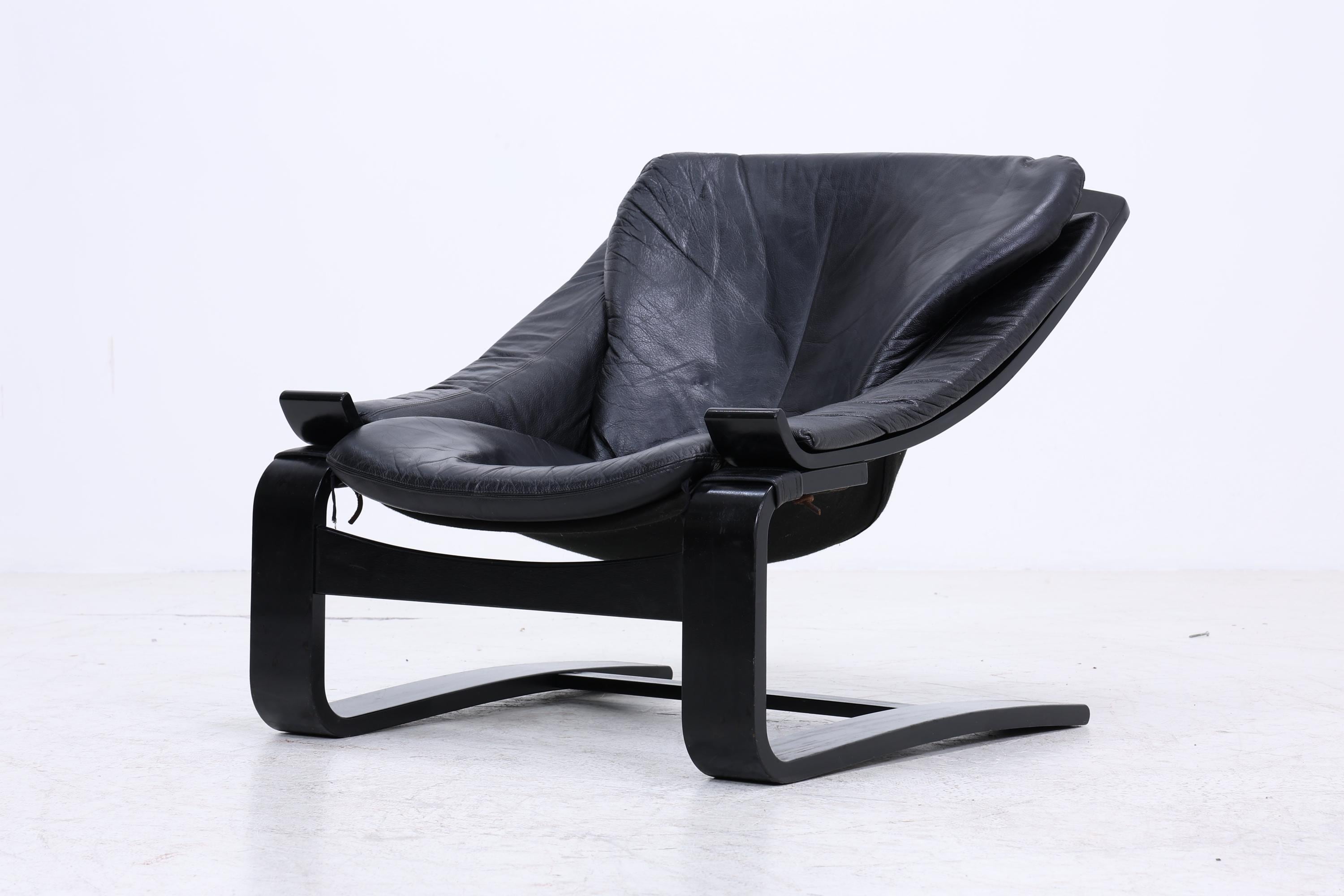 Åke Fribytter Kroken Ledersessel für Nelo | Mid Century Scandinavian Design 1970er