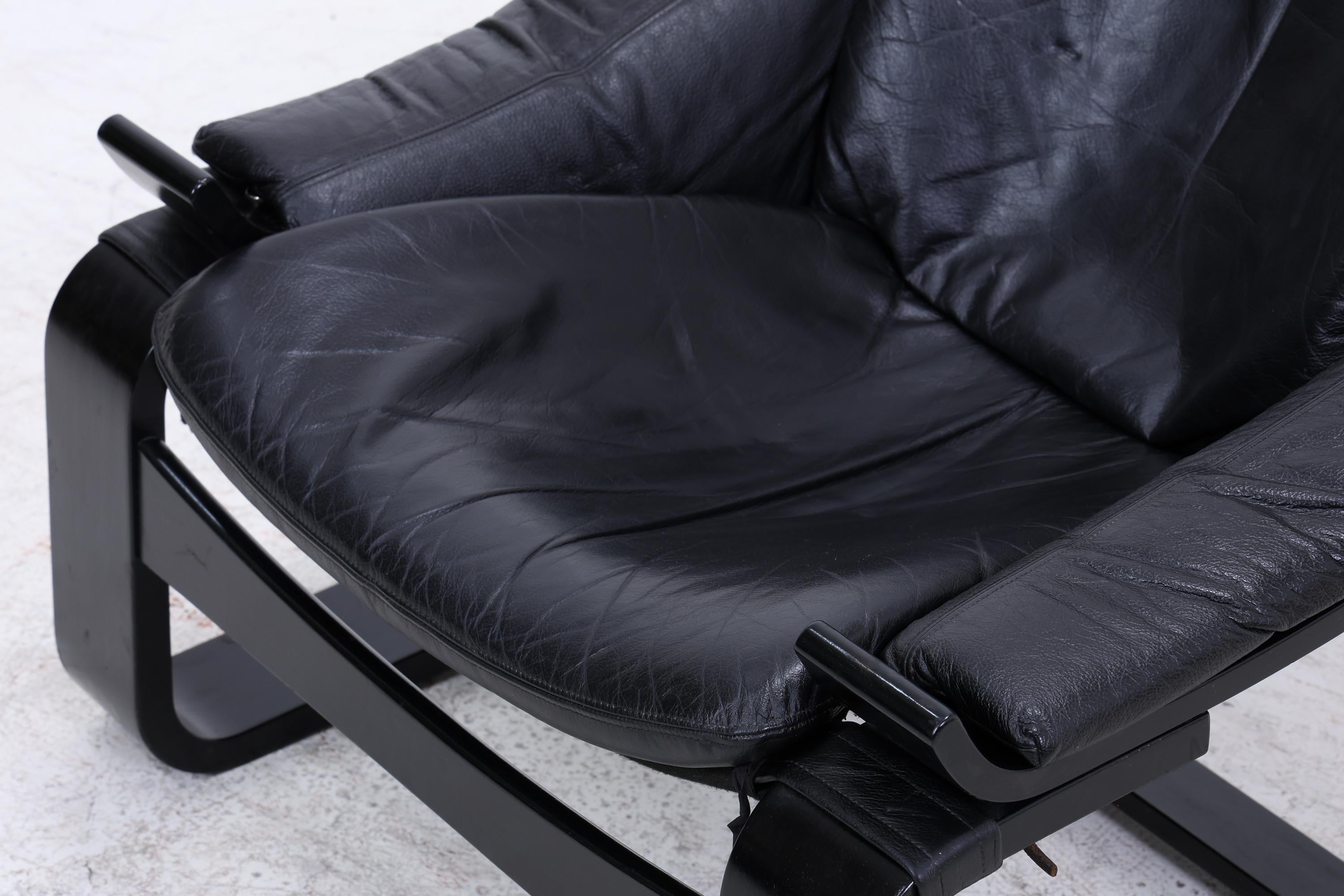 Åke Fribytter Kroken Ledersessel für Nelo | Mid Century Scandinavian Design 1970er