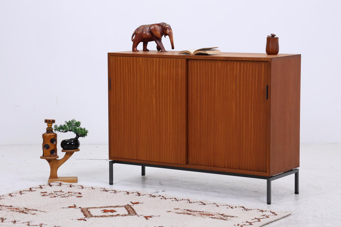 Vintage Kommode mit Schiebetüren | Mid Century 60er Holz Schrank