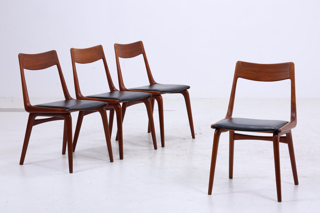 4er Set Modell 370 Boomerang Stühle aus Teak von Alfred Christensen für Slagelse | Mid Century Danish Design Stuhl