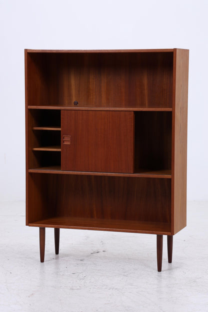 Vintage Teak Bücherschrank mit Schiebetüren | Mid Century Danish Design Regal 1960er