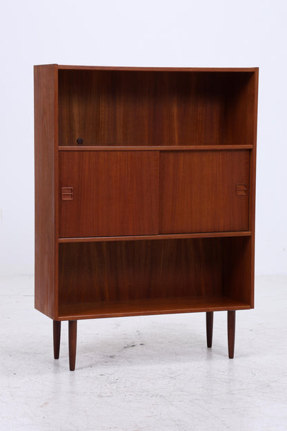 Vintage Teak Bücherschrank mit Schiebetüren | Mid Century Danish Design Regal 1960er