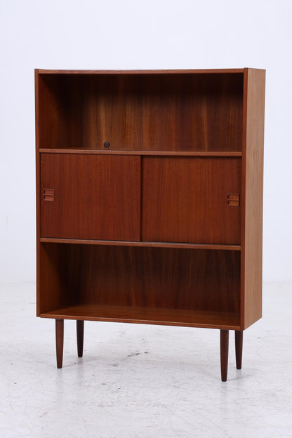 Vintage Teak Bücherschrank mit Schiebetüren | Mid Century Danish Design Regal 1960er