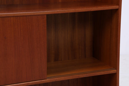 Vintage Teak Bücherschrank mit Schiebetüren | Mid Century Danish Design Regal 1960er