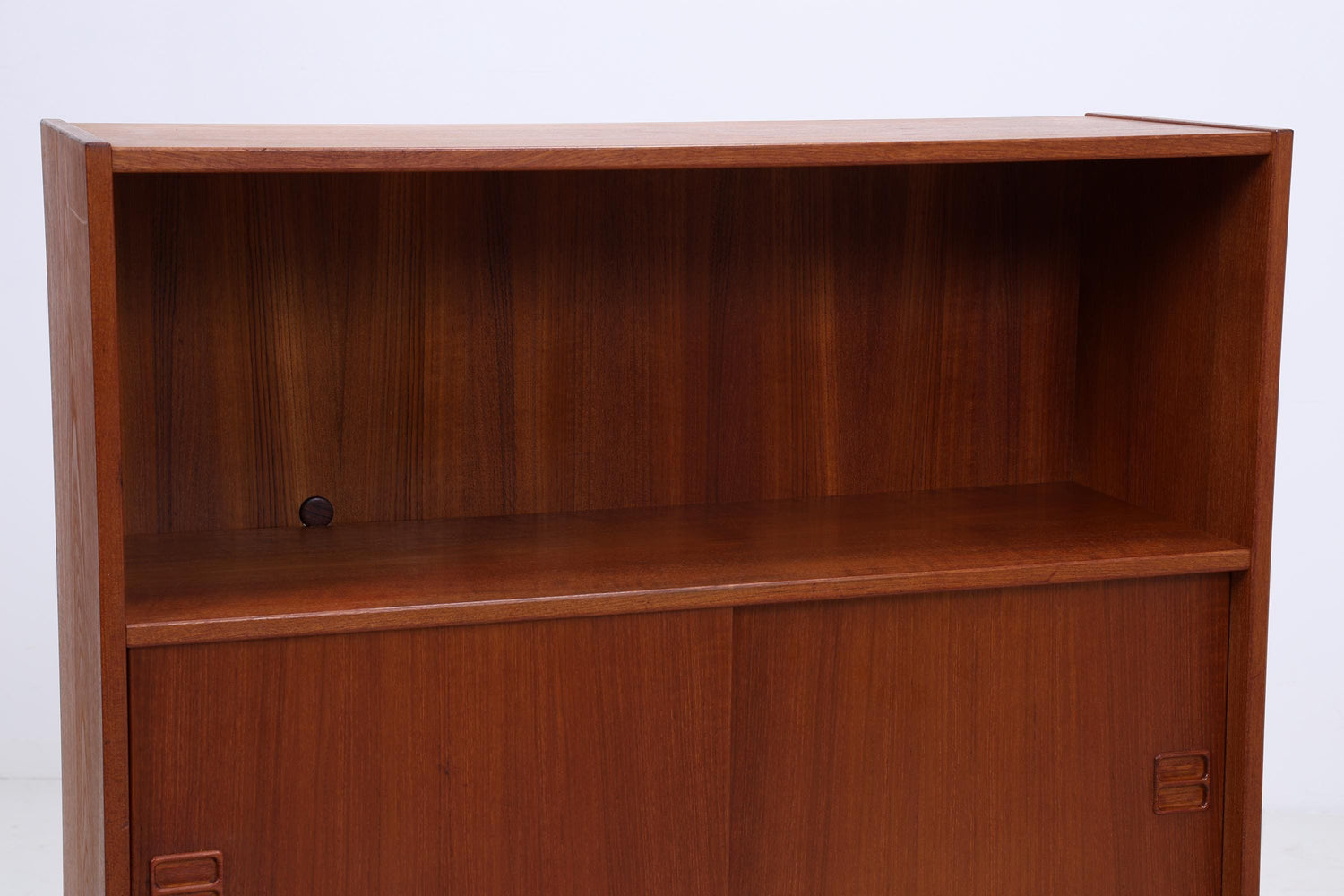 Vintage Teak Bücherschrank mit Schiebetüren | Mid Century Danish Design Regal 1960er