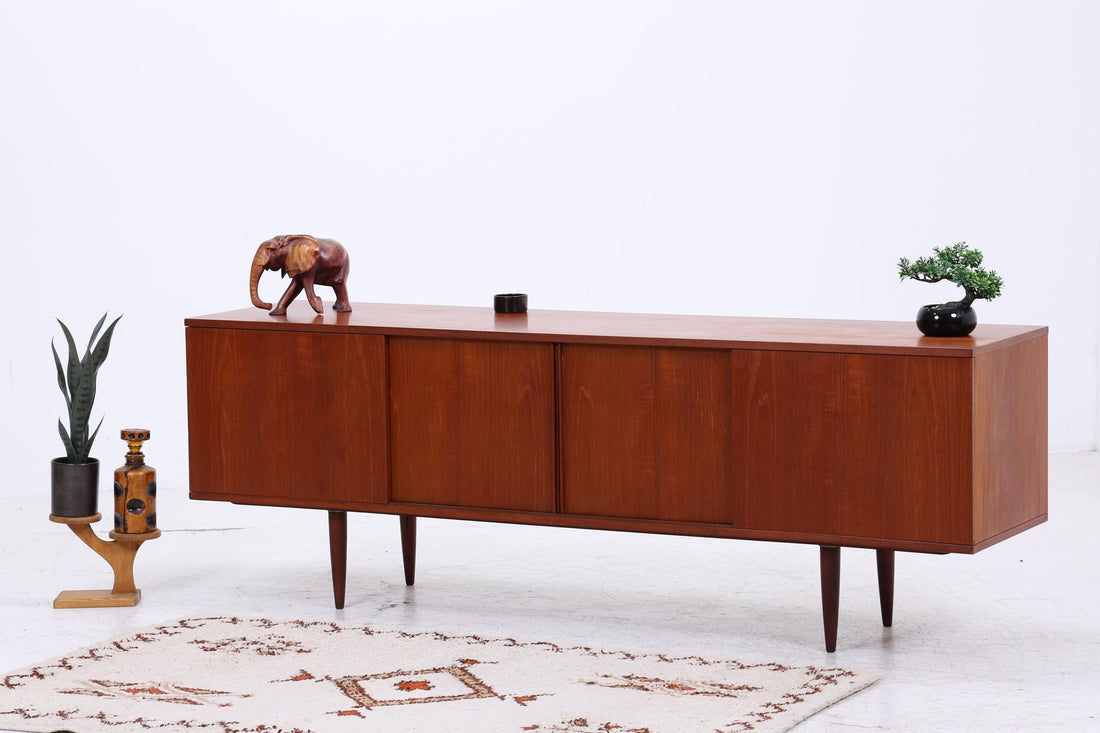 Vintage Teak Sideboard mit Schiebetüren | Mid Century Schrank 60er 70er Jahre